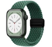 OMECKY Magnetic Braided Loop Band Compatible with Apple Watch Series 11 10 46mm 9 8 7 6 5 4 42mm 44mm 45mm 49mm for Women Men, Stretchy Nylon Elastic Sport Strap for iWatch SE/Ultra 1/2/3, Dark Green