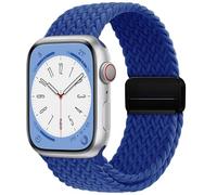 OMECKY Magnetic Braided Solo Loop Band Compatible with Apple Watch Series 10 46mm 9 8 7 6 5 4 42mm 44mm 45mm 49mm for Women Men, Stretchy Nylon Elastic Sport Strap for iWatch SE/Ultra 1/2, Royal Blue