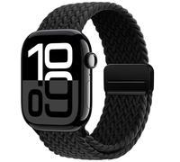 OMECKY Magnetic Braided Loop Band Compatible with Apple Watch Series 11 10 46mm 9 8 7 6 5 4 42mm 44mm 45mm 49mm for Women Men, Stretchy Nylon Elastic Sport Strap for iWatch SE/Ultra 1/2/3, Black