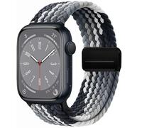 OMECKY Magnetic Braided Loop Band Compatible with Apple Watch Series 11 10 46mm 9 8 7 6 5 4 42mm 44mm 45mm 49mm for Women Men, Stretchy Nylon Elastic Sport Strap for iWatch SE/Ultra 1/2/3, G-Black