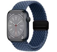OMECKY Magnetic Braided Loop Band Compatible with Apple Watch Series 11 10 46mm 9 8 7 6 5 4 42mm 44mm 45mm 49mm for Women Men, Stretchy Nylon Elastic Sport Strap for iWatch SE/Ultra 1/2/3, Dark Blue
