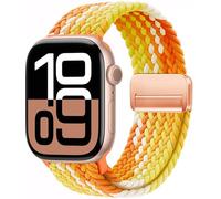 OMECKY Magnetic Braided Solo Loop Band Compatible with Apple Watch Series 10 46mm 9 8 7 6 5 4 42mm 44mm 45mm 49mm for Women Men, Stretchy Nylon Elastic Sport Strap for iWatch SE/Ultra 1/2, G-Orange
