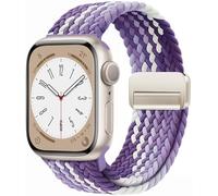 OMECKY Magnetic Braided Solo Loop Band Compatible with Apple Watch Series 10 46mm 9 8 7 6 5 4 42mm 44mm 45mm 49mm for Women Men, Stretchy Nylon Elastic Sport Strap for iWatch SE/Ultra 1/2, G-Purple
