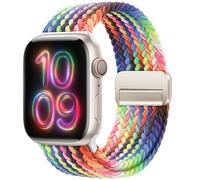 OMECKY Magnetic Braided Solo Loop Band Compatible with Apple Watch Series 10 42mm 9 8 7 6 5 4 40mm 41mm for Women Men, Stretchy Nylon Elastic Sport Strap for iWatch SE, New Pride
