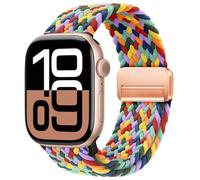 OMECKY Magnetic Braided Solo Loop Band Compatible with Apple Watch Series 10 46mm 9 8 7 6 5 4 42mm 44mm 45mm 49mm for Women Men, Stretchy Nylon Elastic Sport Strap for iWatch SE/Ultra 1/2, W-Colorful