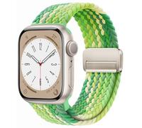 OMECKY Magnetic Braided Solo Loop Band Compatible with Apple Watch Series 10 46mm 9 8 7 6 5 4 42mm 44mm 45mm 49mm for Women Men, Stretchy Nylon Elastic Sport Strap for iWatch SE/Ultra 1/2, G-Green