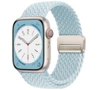 OMECKY Magnetic Braided Solo Loop Band Compatible with Apple Watch Series 9 8 7 6 5 4 3 38mm 40mm 41mm for Women Men, Stretchy Nylon Elastic Sport Strap for iWatch SE, Baby Blue