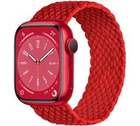 OMECKY Stretchy Braided Solo Loop Compatible With Apple Watch Band S9/8/7/6/5/4/3 42/44/45/49mm for Women Men, Cute Nylon Elastic Sport Strap for iWatch SE/Ultra 1/2, XS Red