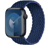 OMECKY Stretchy Braided Solo Loop Compatible with Apple Watch Band Series 9 8 7 6 5 4 3 38/40/41mm for Women Men, Cute Nylon Elastic Sport Strap for iWatch SE 1/2, M Navy Blue