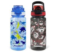 omedecal 2Pcs 600ml BPA-Free Kids Water Bottles, Dinosaur & Spacecraft | Water Bottle with Straw and Handle · Childrens Sports Drinks Bottle · Personalised Cup for Boys Girls, School