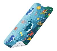 omedecal Baby Bath Mat Non Slip, 100 * 40cm, Quick Drain (Sea Animals) | Anti Slip Kids Shower Mat with 200 Suction Cups & 176 Drain Holes, PVC, Long Shower Mat for Bathroom · Machine Washable