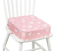 omedecal Toddler Booster Seat for Dining Table, Pink Haert | 10cm Thick Strong Support Kids Booster Cushion with Adjustable Straps · Portable Washable Seat Non-Slip for Home and Camping