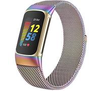 omee Compatible with Fitbit Charge 6/Charge 5 Strap for Women Men, Magnetic Clasp Stainless Steel mesh Loop Adjustable Metal Band Replacement for Charge 6/Charge 5 Advanced Fitness & Health Tracker