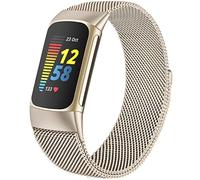 omee Compatible with Fitbit Charge 6/Charge 5 Strap for Women Men, Magnetic Clasp Stainless Steel mesh Loop Adjustable Metal Band Replacement for Charge 6/Charge 5 Advanced Fitness & Health Tracker