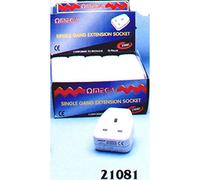 Omega 21081 Mains Power Socket Single Extension Terminator One Gang BS Approved