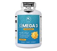 Omega 3 1000mg: 90 Softgels -High Strength, Odour-Free, No Fishy Aftertaste | Pure 180mg EPA, 120mg DHA 1.5:1 EPA:DHA Ratio Vitamin E Pure Fish Oil + Tocopherols for Heart, Brain & Eye Health.