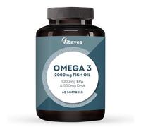 Omega 3-2000 mg - 1000mg EPA/500mg DHA - No Aftertaste - 2-Month Supply | Supports Heart & Brain - High-Concentration EP DHA Synergy - 60 Easy-to-Swallow Softgel Capsules - Vitavea