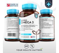 Omega 3 2000mg Fish Oil - 660mg EPA/440mg DHA High Dose - Brain Heart Joint Care