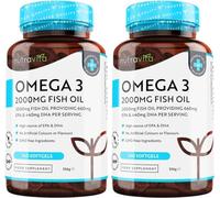 Omega 3 2000mg with 660mg EPA & 440mg DHA per Serving (2 Packs of 240) - 480 Softgel Capsules of Sustainably Sourced Pure Omega 3 Fish Oil - Made in The UK by Nutravita