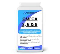 Omega 3-6-9 3000mg - Fish Oil, Flaxseed Oil & Sunflower Oil - Provides EPA, DHA & ALA - 90 Softgel Capsules - High Strength Essential Fatty Acids for Heart, Brain and Eye Health