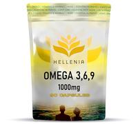 Omega 3 6 9 Capsules High Strength | 1000mg - 90 Softgel Capsules | Supports Maintenance of Normal Blood Cholesterol | Omega 369 with EPA, DHA & ALA from Fish Oil - Made for Hellenia