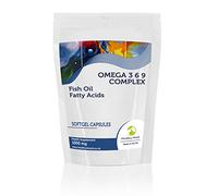 Omega 3 6 9 Complex 1000mg Fish Oil Fatty Acids Omega-3-6-9 Health Food Supplement Vitamins 120 Softgel Capsules Flaxseed Oil Sunflower Seed Oil Vitamin E Nutrition Vitamins HEALTHY MOOD