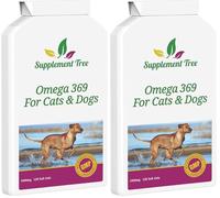 Omega 3 6 9 Fish Oil Complex for Dogs & Cats 120 Soft gels | Supplement With Added Vitamin E | Support Healthy Skin & Coat, Healthy heart, Joint & Immune System Function In Pets (Pack of 2)