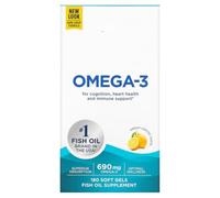 Omega-3 690mg Softgels, Superior Absorption, Fish Oil Supplement, Lemon Flavour - 180 Count per Bottle