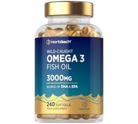 Omega 3 Capsules High Strength Fish Oil | 3000mg | 240 Count | Wild-Caught Fatty Acid Supplement Providing EPA and DHA | by Horbaach