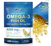 Omega 3 Capsules High Strength Fish Oil 4200mg | 240 Softgels with Lemon Flavour | 1200mg EPA + 900mg DHA per Serving | High Strength Triple Action Omega 3 Supplement for Heart, Brain & Eye Health