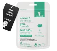 Omega 3 DHA 550mg Per Capsule for Brain & Eye Health (30) | 1-A-Day | Vegan Omega 3 Algae Oil | High DHA Supplements | Double Concentrated Algae Omega 3 Vegan DHA | 1 Month Supply