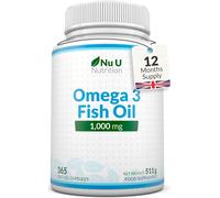 Omega 3 Fish Oil 1000mg - 365 Softgel Capsules - 1 Year Supply - High Strength
