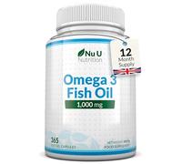 Omega 3 Fish Oil 1000mg - 365 Softgels - High Strength Triglyceride Form Omega3 with 540mg EPA & 360mg DHA per Serving - Wild Caught Fishoil - Not from Cod Liver Oil - Made in The UK - Nu U Nutrition