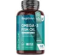 WeightWorld Omega 3 Fish Oil 2000mg - 240 Capsules (4 Months Supply) - 660mg EPA & 440mg DHA - Cod Liver Oil Capsules Alternative - High Strength