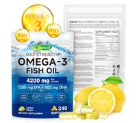 Omega 3 Fish Oil 4200mg, High Strength EPA 1200mg DHA 900mg, Triple Concentrate Softgels, Lemon Flavour, Easy to Digest, Wild Caught Deep Sea, Daily Wellness Routine, 240 Capsules 80 Day Supply