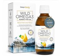 Omega 3 Fish Oil Liquid - Natural Fresh Lemon Flavour with NO Fishy Taste | Third Party Tested, High Strength DHA/EPA - 200ml Made From Wild Caught Nordic Fish Oil Supplement - Inner Vitality