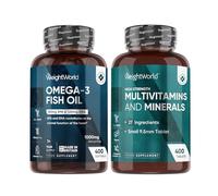 Omega 3 Fish Oil & Multivitamin Tablets Bundle | 400 Softgels + 400 Tablets | Omega 3 with EPA & DHA | 27 Essential Vitamins & Minerals | Multivitamins with Vitamin D, C, Calcium, Iron & Zinc
