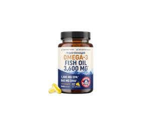 Omega-3 Fish Oil Supplement 3600 mg | EPA & DHA | Best Source of Omega 3 | Ultimate Brain, Joint, & Eye Health Support for Men & Women | Non GMO Burp