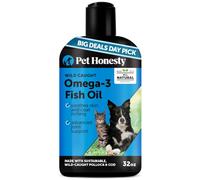 Omega 3 Fish Oil Supplement for Dogs & Cats (32oz), Wild Caught Omega 3 Fish Oil for Skin and Coat Health, Supports Shedding, Skin & Coat, Immunity, Joint, Brain & Heart, EPA + DHA