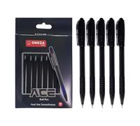 OMEGA Ace Retractable Ballpoint Pens, BLACK, Fine Point (0.7 mm), Pack of 10, Smooth Ball Pens, Click Mechanism, School Office Home Everyday Use
