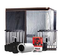 Omega Black 720W LED Grow Tent Kit - 2.4m x 2.4m BAY6 Titan Tent with 4x Full Spectrum LEDs, 10” Mammoth Fan & Carbon Filter, Rope Ratchets, Timers & Fabric Pots | Complete Indoor Grow Setup