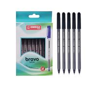 OMEGA Bravo Ballpoint Pens, BLACK, Medium Point (1.0 mm), Pack of 10, Smooth Ball Pens, Multipack, Ideal for School Office Home Everyday Use