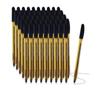 OMEGA Glory Ballpoint Pens, BLACK, Medium Point (1.0 mm), Pack of 50, Multipack, Smooth Ball Pens, Perfect for School Office Home Everyday Use