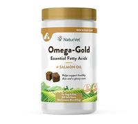 Omega Gold Skin & Coat Supplement for Dogs - Salmon Oil with Omega-3 & Omega-6 Fatty Acids, DHA & EPA for Healthy Skin, Glossy Coat, Joint & Heart Health - 120 Soft Chews