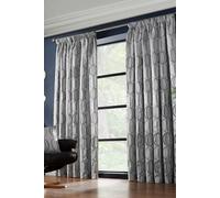 Omega Lined Taped Pencil Pleat Curtains Alan Symonds Silver 168cm width x 229cm drop