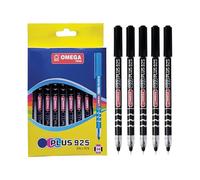 OMEGA Plus 925 Ballpoint Pens, BLACK, Fine Point (0.7 mm), Pack of 10, Smooth Ball Pens, Multipack, Perfect for School Office Home Everyday Use