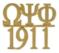 Omega Psi P 1911 Phi OPP Greek Letters Pin, Gold Tone Metal, Fraternity Emblem