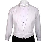 Omega Tux White Cotton Pique Tuxedo Openback Vest, with Pique BowTie, Fit all S-XL (37-50)