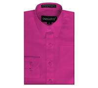OmegaTux - Boys Long Sleeve Dress Shirts, Fuchsia, 14