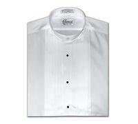 OmegaTux Men's Banded Collar(mandarin Collar) Dress Shirt, 1/2" Pleat - White - X-Large(17-17.5") 34-35" Sleeve